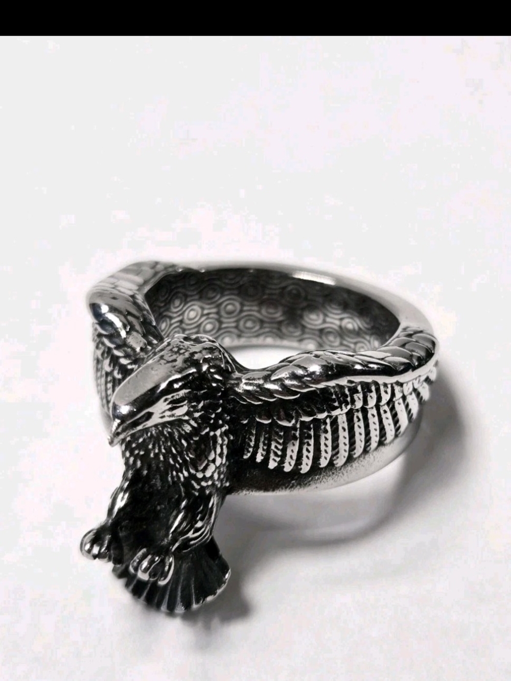 King Ice Biker Eagle Men's Stainless Steel Ring Size 8.5 Heavy